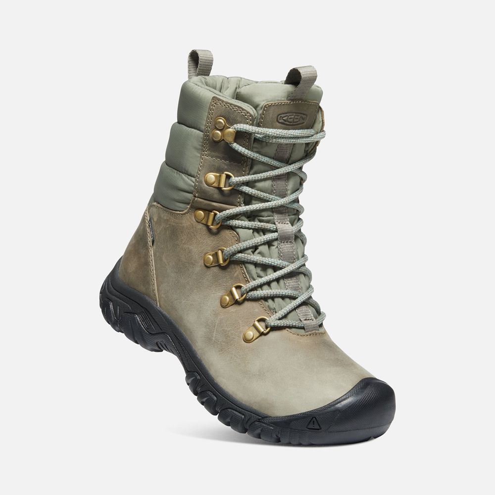 Bottes de Randonnée Keen Femme Vert Olive | Greta Waterproof | SQBPV-8347